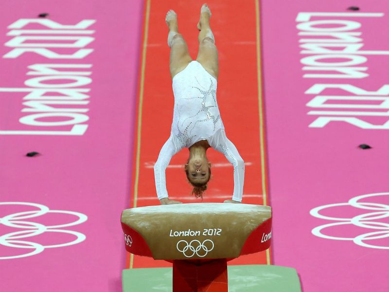 Croatia's Tina Erceg takes flight in the vault