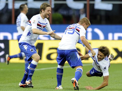 Sampdoria celebrate their shock winner