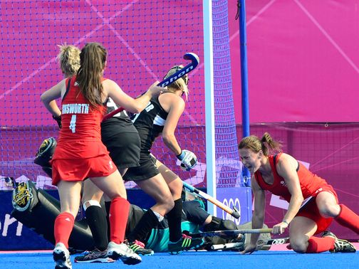Sarah Thomas flicked home the third to make the medal safe&nbsp;