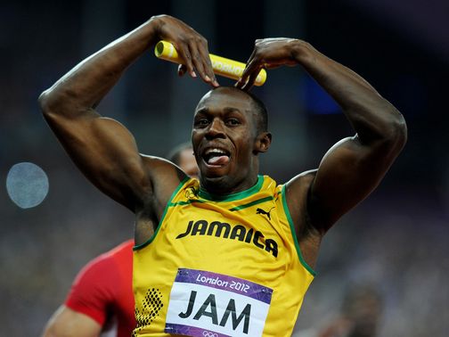 Bolt celebrates a third Olympic gold at London 2012