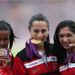 Winner of Yesterday's Women's 1500m Final Asli Cakir Alptekin of Turkey receives her Gold Medal