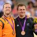 ...While joint bronze medallists Teun Mulder and Simon van Velthooven were all smiles