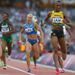 The first heat is won comfortably by Jamaica, as Rosemary Whyte crosses the finish line to confirm their place in tomorrow's final
