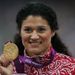 Russia's Tatyana Lysenko was also presented with Gold after her win in the Women's Hammerthrow