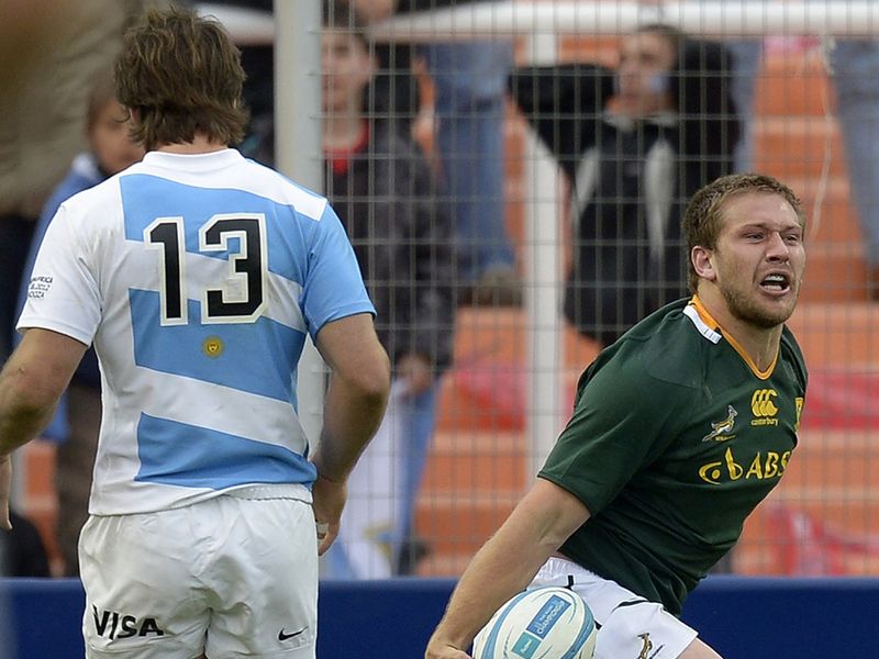 Moment of relief for South Africa as Frans Steyn scores.