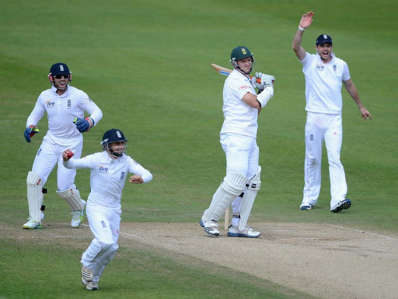 ...before being caught at short leg off Pietersen's bowling.