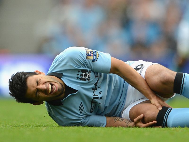 Sergio Aguero took an early knock...