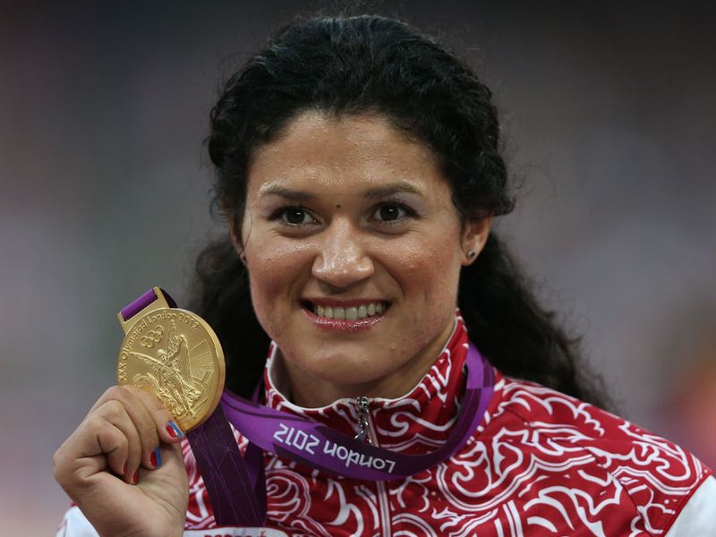 Russia's Tatyana Lysenko was also presented with Gold after her win in the Women's Hammerthrow