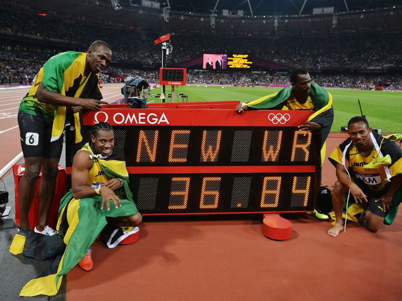 Bolt and Blake were on hand to guide the Jamaican men's 4x100m team to another Gold Medal and a World Record time