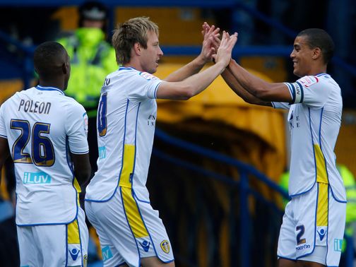 Leeds celebrate against Nottingham Forest