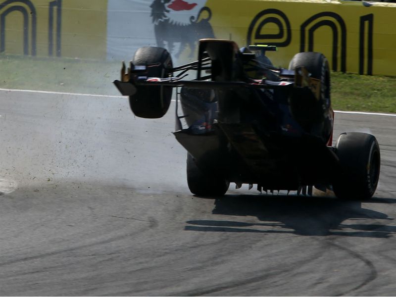 Jean-Eric Vergne gets fired into the air