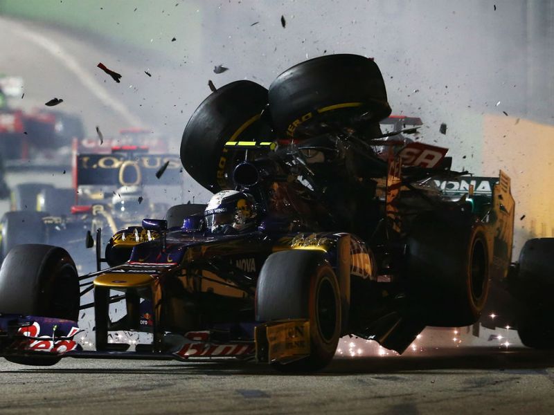Michael Schumacher hits Jean-Eric Vergne