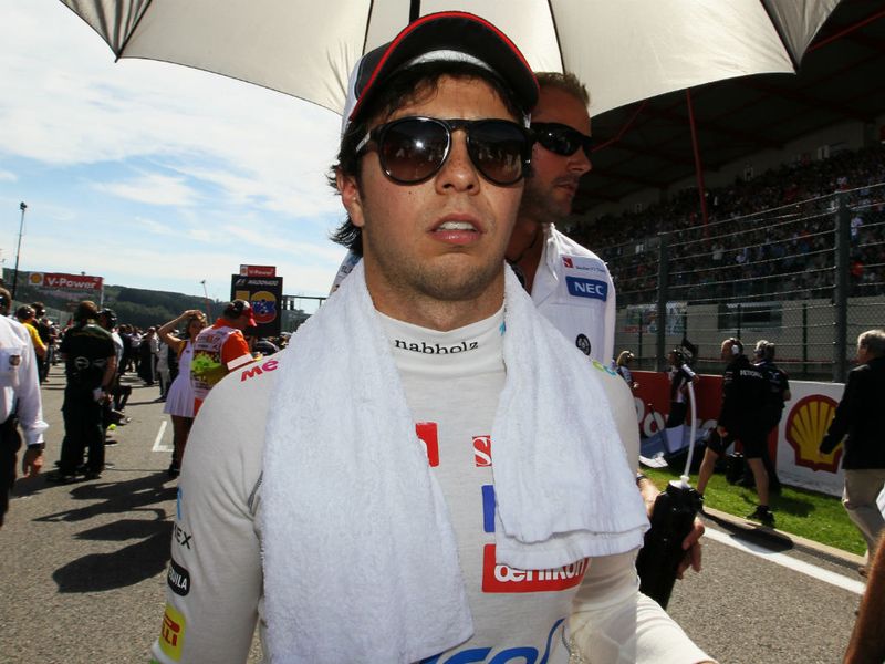 Sergio Perez looks calm before the race
