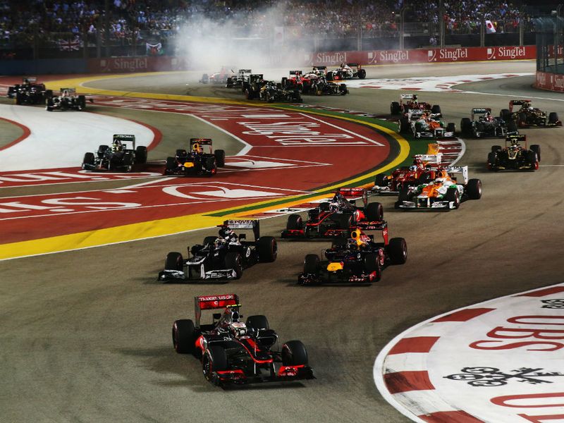 Drivers take to the run-off area
