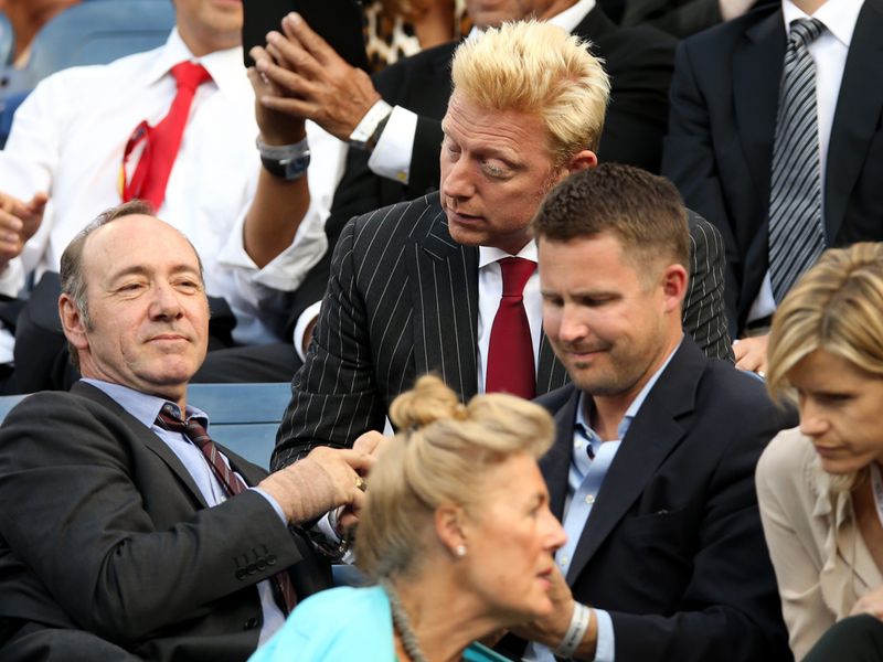 While another all-time great, Boris Becker, is being entertained by Kevin Spacey.