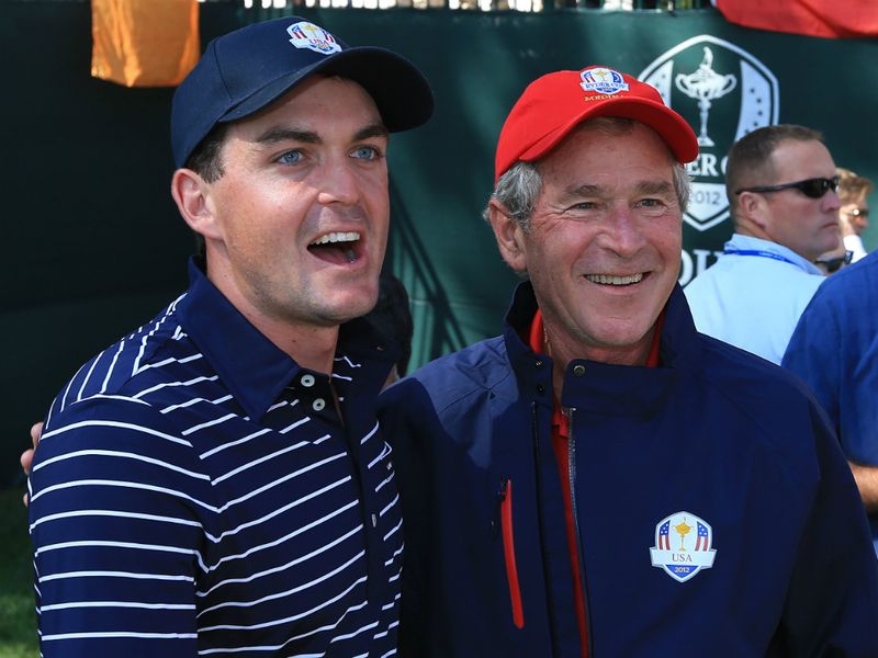 Keegan Bradley, pictured here with former President George W Bush, was also rested - in his case after three straight wins