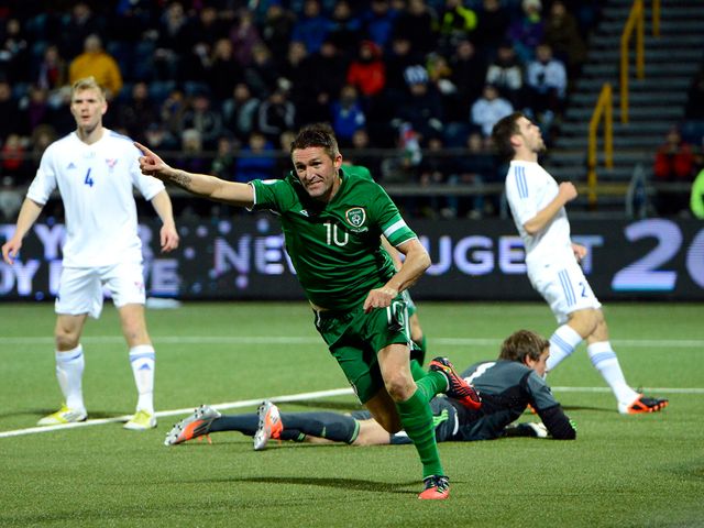 Robbie Keane celebrates for Republic of Ireland