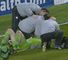 Chris Kirkland lies on the ground after being attacked
