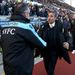 Paul Lambert said hello to Chris Hughton before the clash between Aston Villa and his former club Norwich.