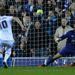 Lucian Becchio converts a stoppage-time penalty for Leeds to seal a 3-0 victory and dump out the Saints.
