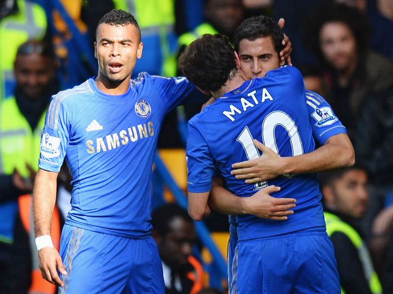 Chelsea go 3-1 up when Juan Mata releases Eden Hazard who fires past John Ruddy.