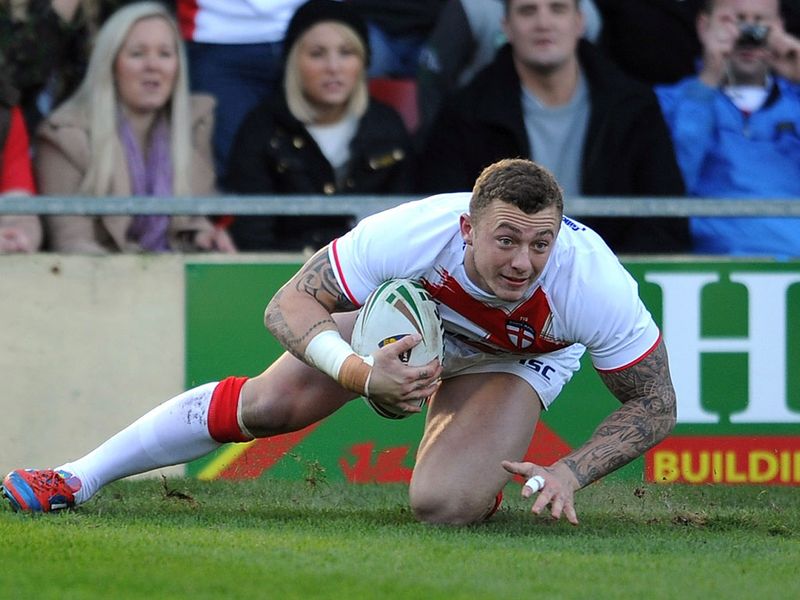 Josh Charnley touched down over for the first of his four tries against Wales in the Autumn Series