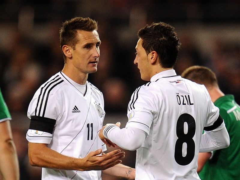 Miroslav Klose celebrates Germany's fourth