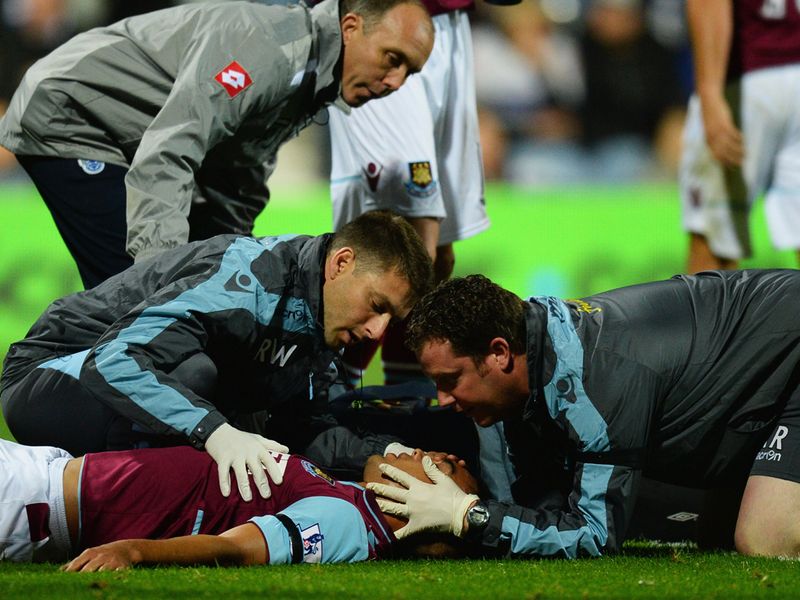 Winston Reid required lengthy treatment after being accidentally caught by team-mate Jussi Jaaskelainen's elbow