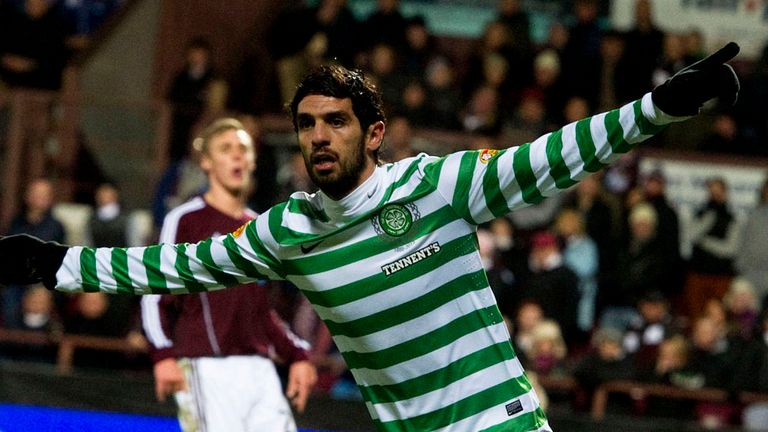 Lassed Nouioui: Celebrates opening goal for Celtic