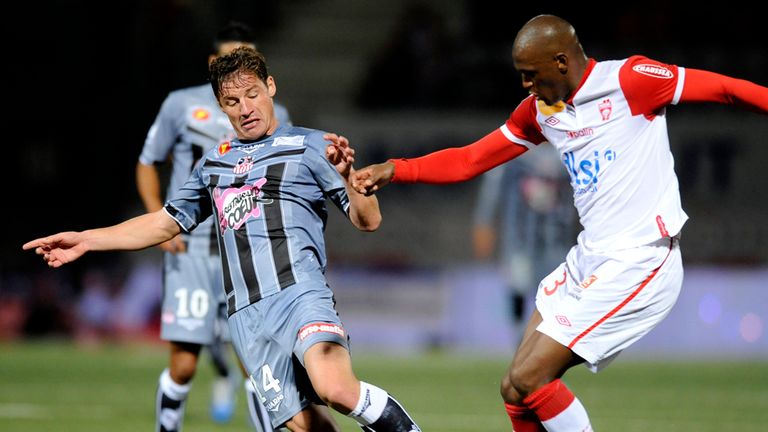 Mehdi Mostefa of Ajaccio fights for the ball with Joel Sami of Nancy last month