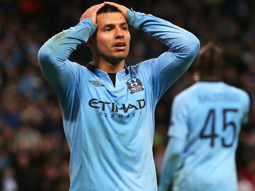 City's Sergio Aguero is left stunned by Ajax