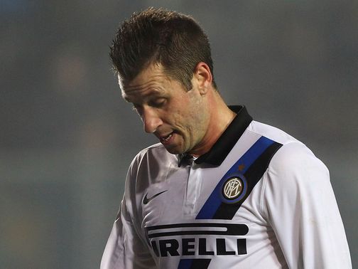 Antonio Cassano shows his dejection after Inter's defeat