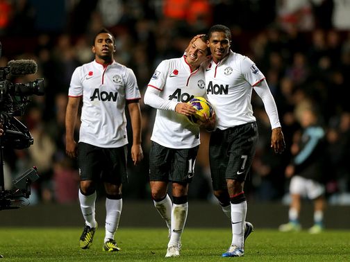 Hernandez (centre) was the star of the show for United