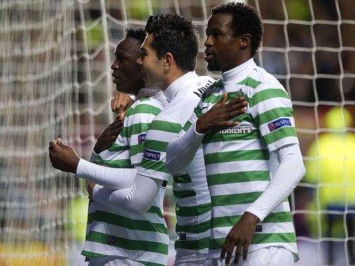 Victor Wanyama celebrates for Celtic