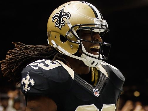 Chris Ivory celebrates for the New Orleans Saints