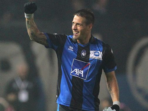 German Denis celebrates for Atalanta