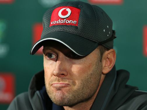 Michael Clarke shows his emotion to the press.