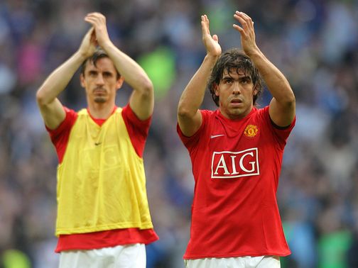 Gary Neville and Carlos Tevez are former team-mates