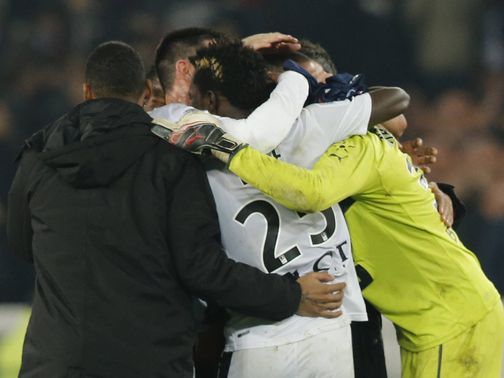 Rennes celebrate their shock win over PSG
