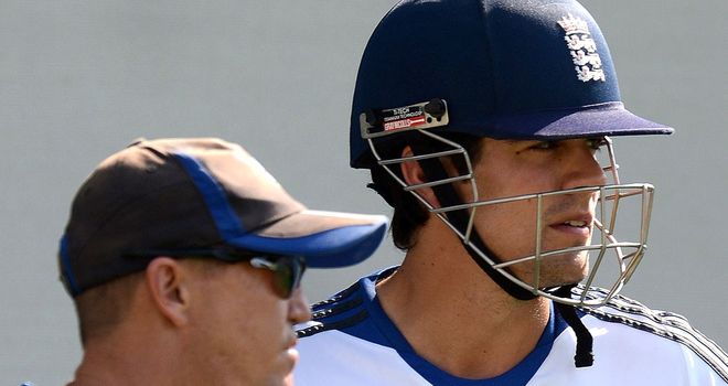 Alastair Cook (R): Inspiration for the rest of the team, says Andy Flower (L)