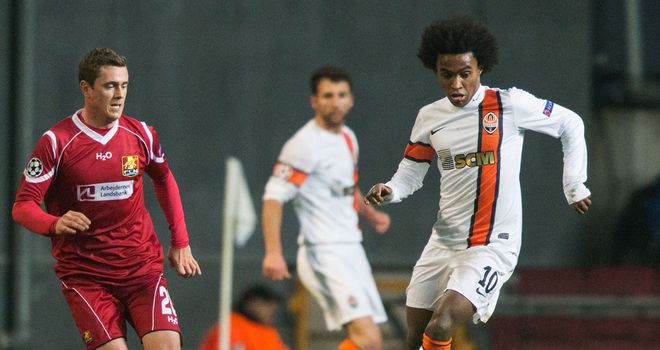 Willian bagged a brace for Shakhtar against Nordsjaelland