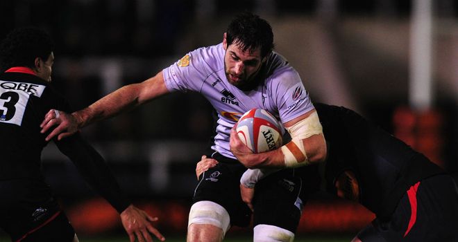 Brent Wilson: Runs at the Falcons defence during the RFU Championship match November 9th 2012