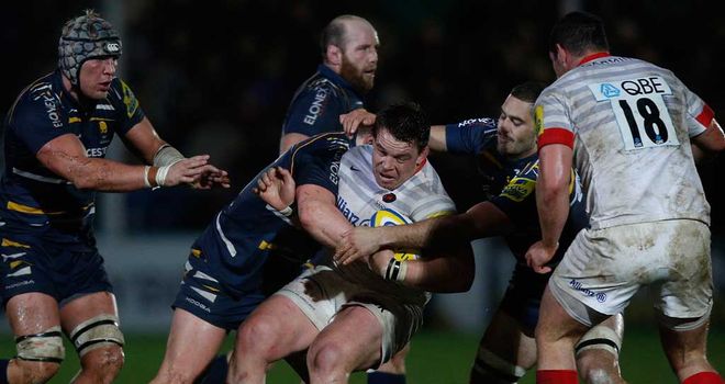 John Smit: Saracens star is tackled by the Worcester defence