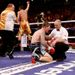 Hatton cannot regain his feet following a crippling left body shot by Senchenko