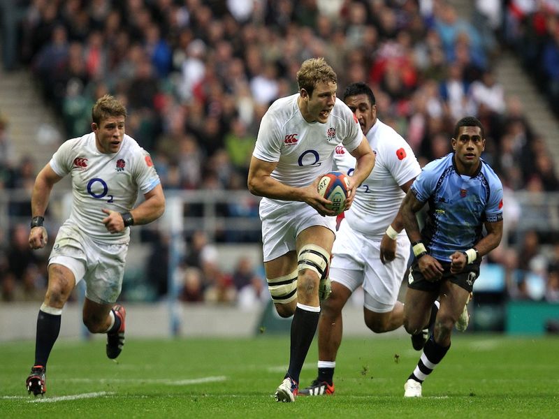 Joe Launchbury gets some running room on his England debut