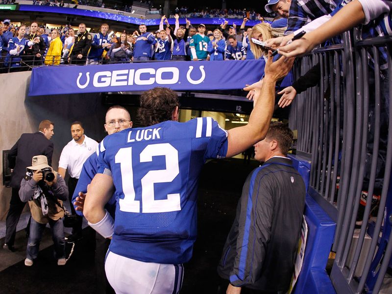 Andrew Luck set a rookie record for passing yards in a single game as he led the Colts past the Dolphins