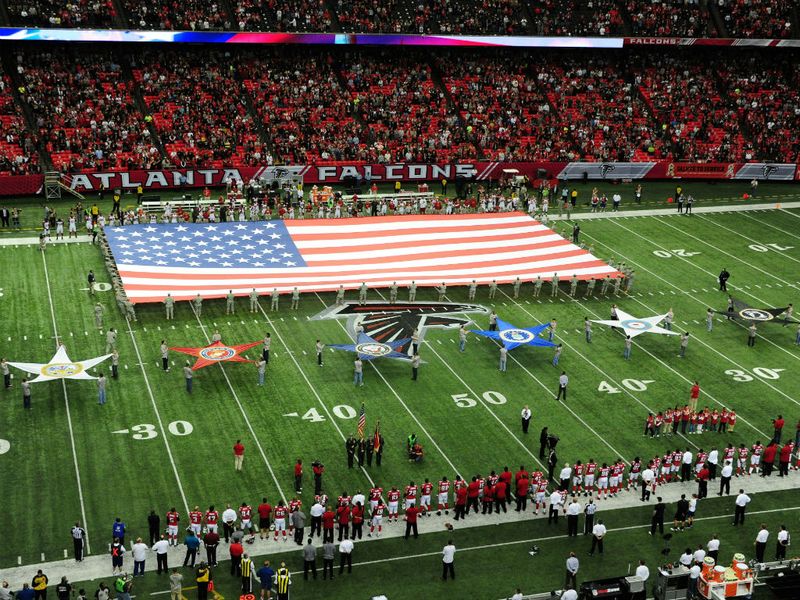 The Atlanta Falcons honour military veterans before their 23-19 win against the Arizona Cardinals
