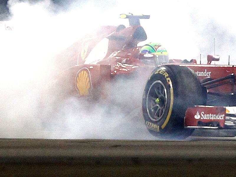 Felipe Massa takes a smokey spin