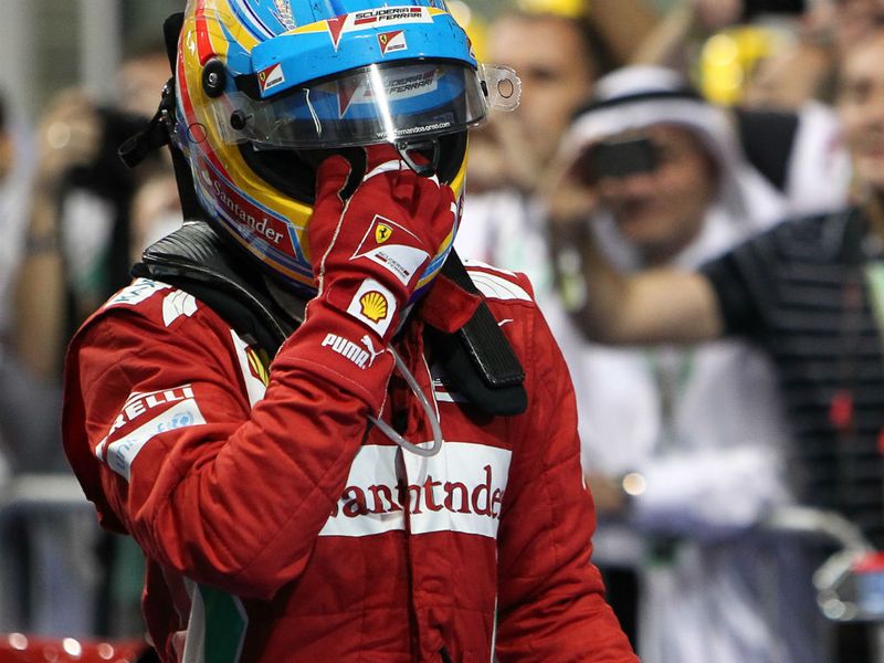 Fernando Alonso looks dejected despite second place