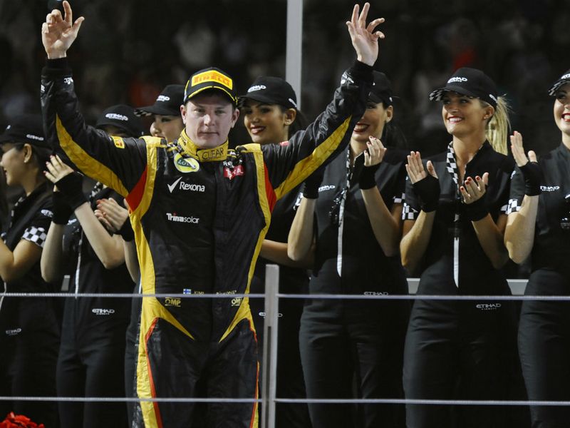 Raikkonen makes his way out onto the podium